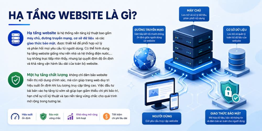 Hạ tầng website là gì? Chi tiết về 7 thành phần cốt lõi